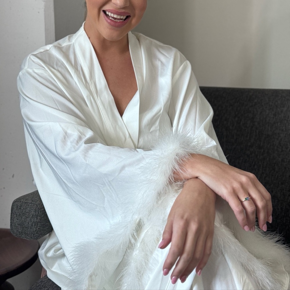 Meshki bridal feather robe